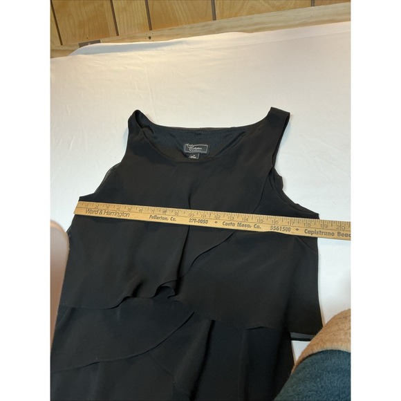 Dressbarn Collection Size 16 Black Cocktail Dress Chiffon Ruffles Sleeveless - Picture 8 of 16